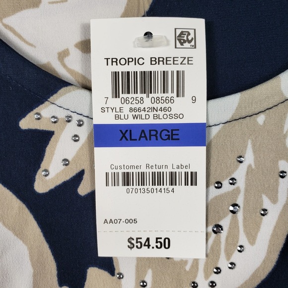 JM Collection Tropic Breeze Navy Floral Lace Top Women's XL NWT Modern Classic - Picture 3 of 10